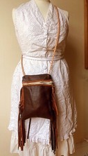 Leather tassel Bag One Off Unique Cross Body Pack Featival handcrafted in UK 
