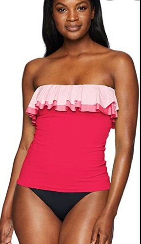 Bleu Rod Beattie Red Pink Ruffled Bandeau Tankini Swimsuit Top 8 NWT $89  191013543254 | eBay