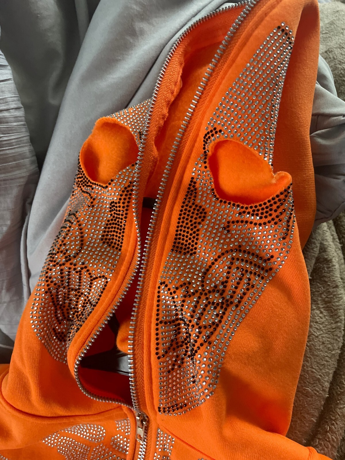 Skeleton Jacket Rhinestone Rhinestone Skeleton Fashion Gothic Men Women Orange Hoodie Sweatshirt ...