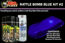 Rattle Bomb Kit - Blue Kit #2 - Aerosol Metal Flake, Basecoat, Kandy, Clearcoat