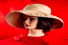 SCALA Collezione New Beige Cotton Canvas Women Safari Bucket Hat Size M 7.1/8