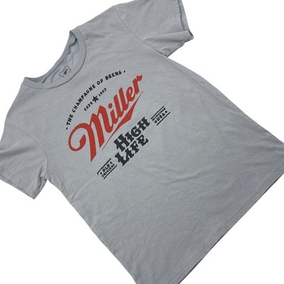 Miller High Life T-Shirt Champagne of Beers Graphic Tee Short Sleeve Blue S
