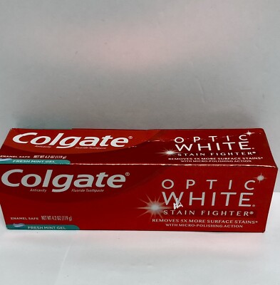 Colgate Optic White Stain Fighter Toothpaste - Fresh Mint Gel , 4.2oz, FREE SHIP