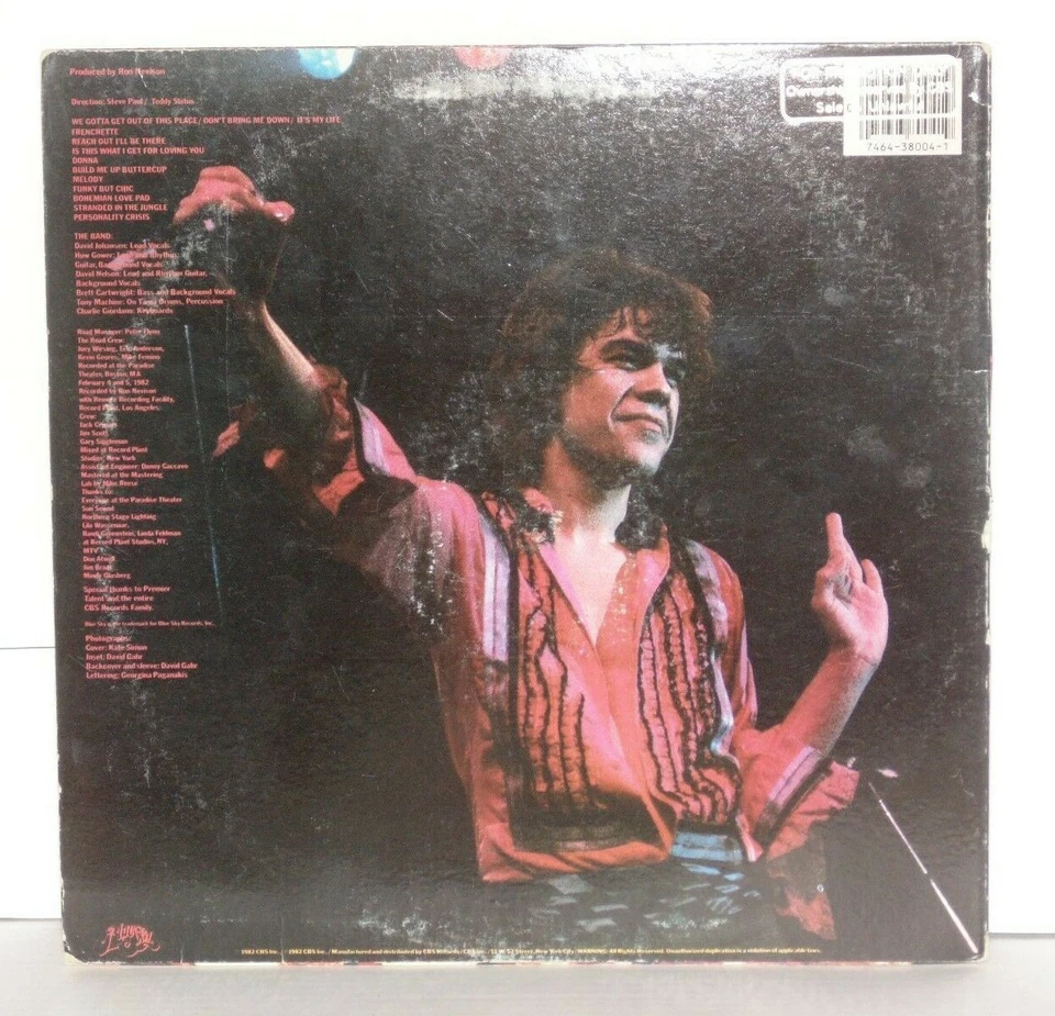 DAVID JOHANSEN Live It Up LP New York Dolls VG+ Plays Well Blue Sky ARZ 38004 Foto 3 de 4