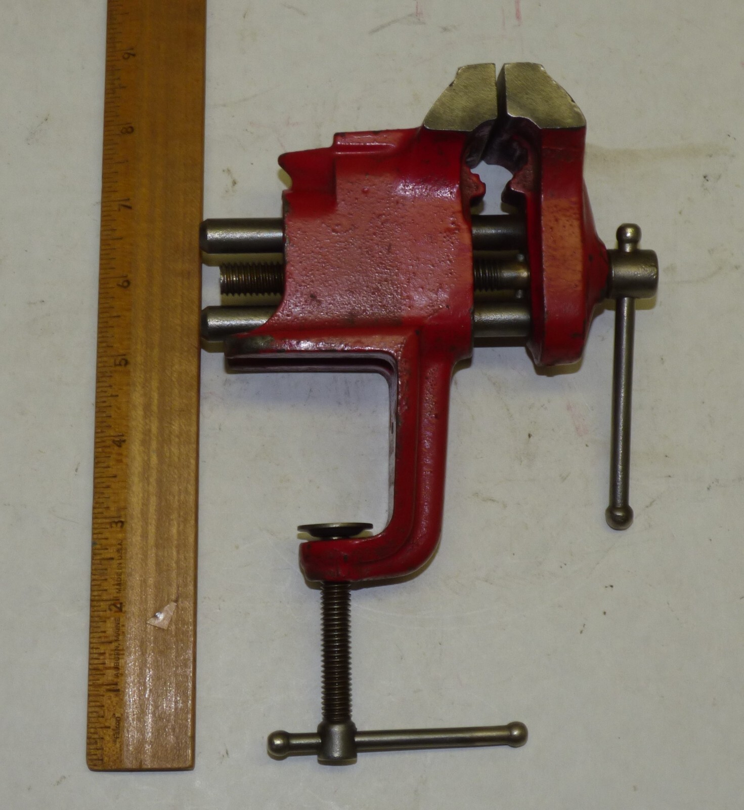Vintage Cast Iron Utility Machinist Bench Vise Screw Clamp-On Made in USA Sears