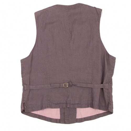 Papas Linen Check Lining Logo Embroidery Patch Vest Size L(K-133621) - Picture 10 of 12