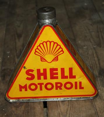 SHELL öldose / oil can mobiloil aeroshell harley olieblik oil tin emailschild