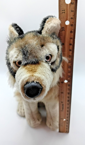 Jaag Peluche Lobo Realista Canis Lupis Relleno Sentado Ojos de Cobre 10" Alto 2011 - Imagen 7 de 8