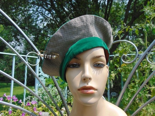 VTG 1940s Green Velvet Tam/Beret & Arm Purse - Picture 3 of 16