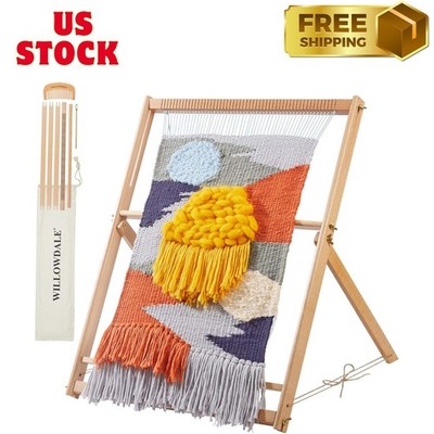 25.2'' H x 19.3'' W Weaving Loom with Stand Wooden Multi-Craft Weaving Loom Arts