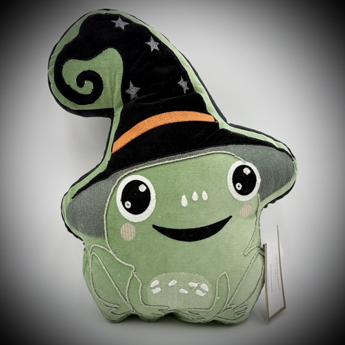 Cupcakes and Cashmere HALLOWEEN Frog Plush Pillow Witch Hat Decor NEW