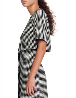 Sandro Charlotte Houndstooth Layered Mini Dress Size M EU 38 UK 10