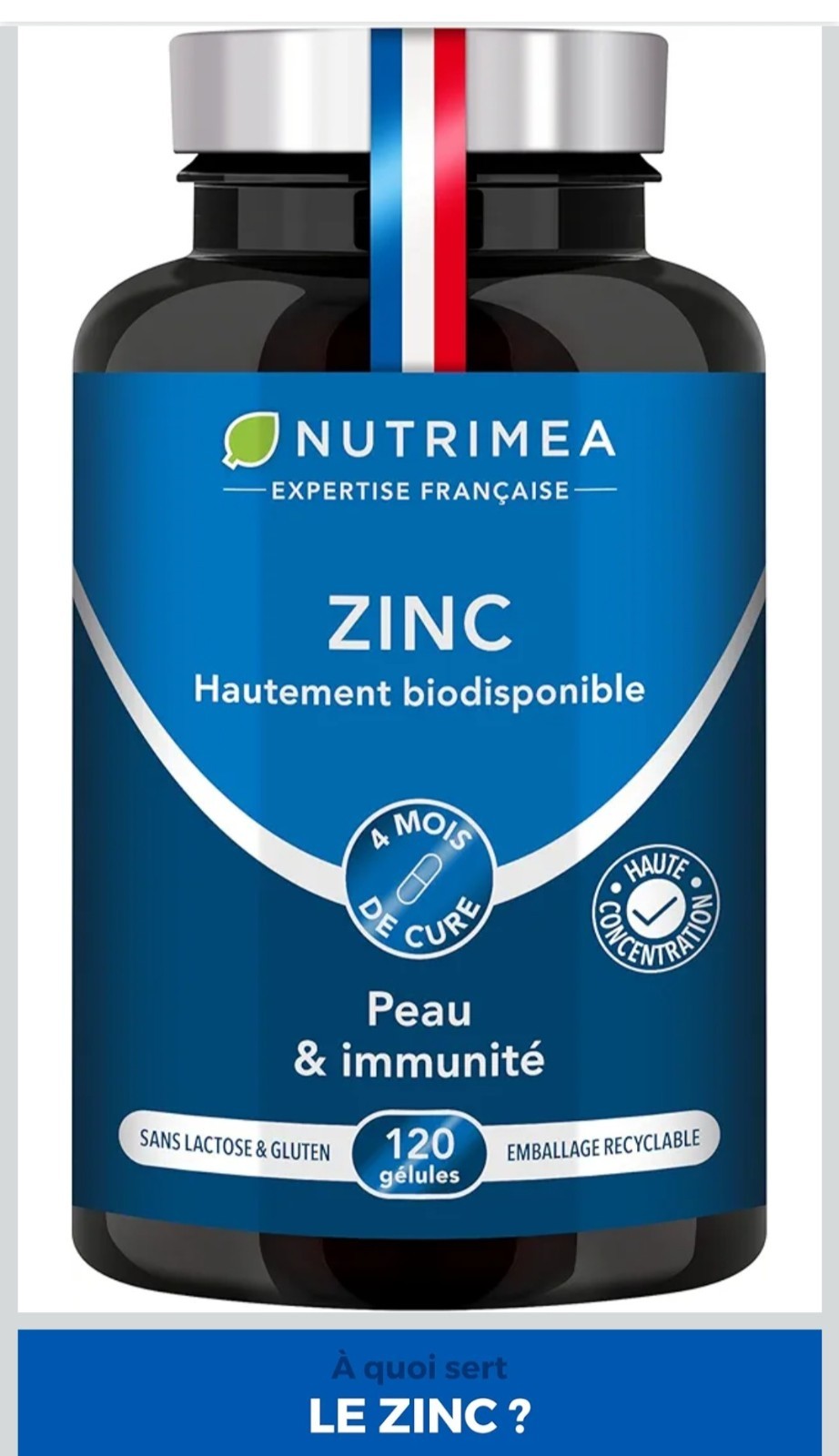 Zinc Citrate Haute Absorption Renforce l'Immunité et la Beauté de la Peau