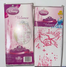 CINDERELLA Disney PRINCESS Valances Pink White Ribbons Owl NIP Lot Of 2 TOILE