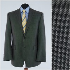 Mens BENVENUTO Blazer 46R UK Size Grey Wool Sport Coat Herringbone Jacket