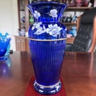 Majestic Fenton Landmark Collection Adams Rib Cobalt Blue Vase. Signed Ltd Ed