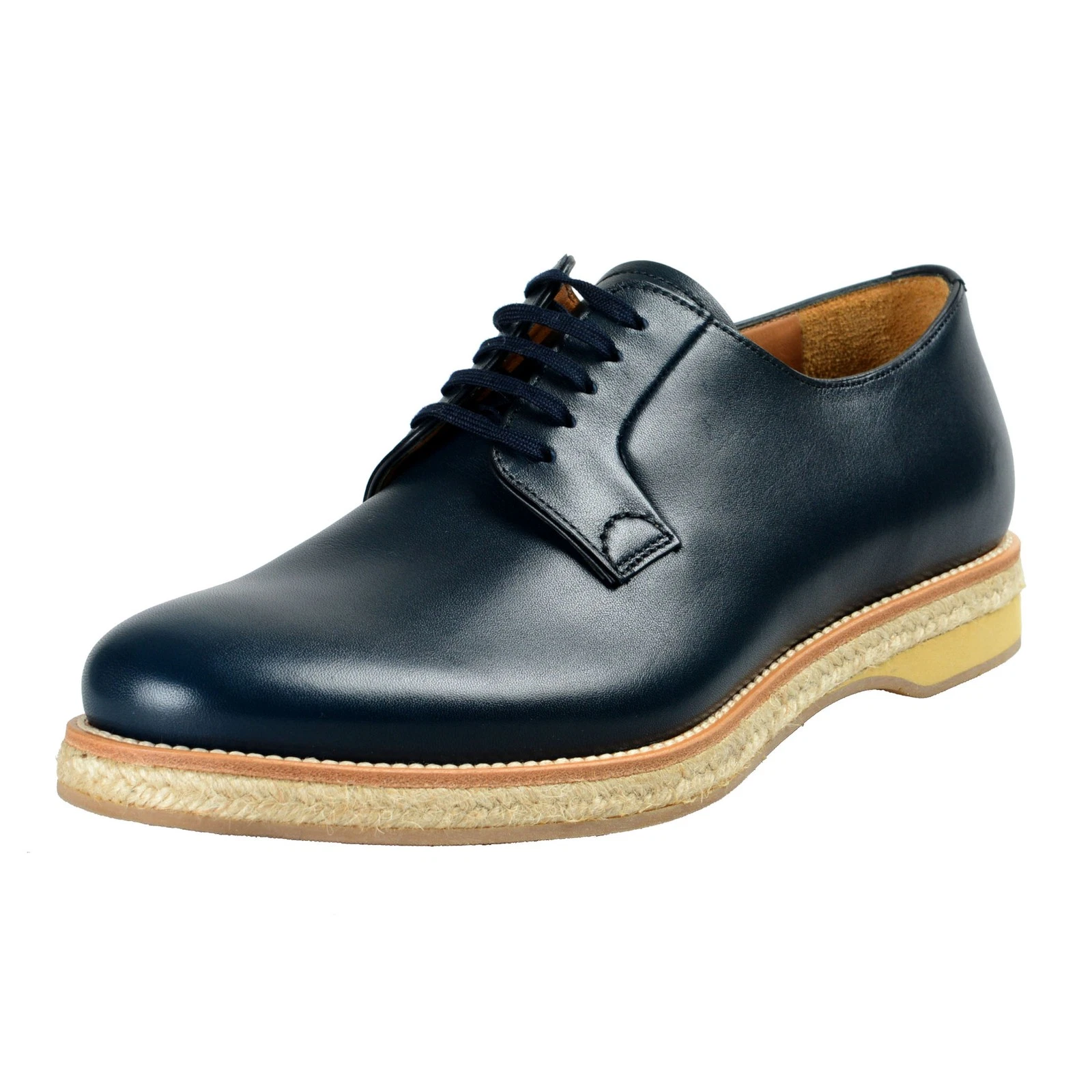 Prada — Prada Men's Blue Leather Casual Oxfords Shoes Sz 8.5 9.5 10 10.5 11 12 13