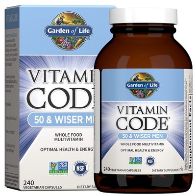 Garden of Life Vitamin Code 50 Plus Multivitamin for Men Prostate Health 240 ...