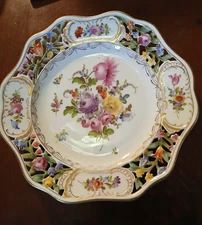 Carl Thieme reticulated Dresden floral plate 8.5" EUC hand painted