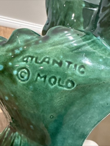 Vintage 1975 Atlantic Mold Ceramic Christmas Tree & Stand Green Teal - Picture 22 of 22