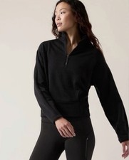 Athleta Altitude Polartec Half Zip Sweatshirt Black Medium M Fleece Pullover