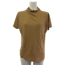 JURGEN LEHL Women's Cotton Short Sleeve High Neck Top Brown M 24" Size Excellent