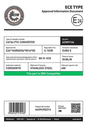 ESEN vorne Katalysator Für MERCEDES Viano W639 Vito Mixto 10-14 6394902214