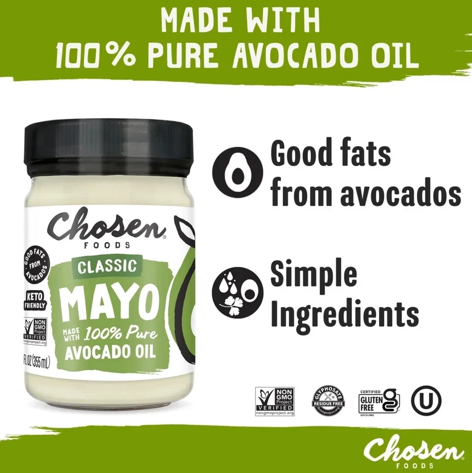 Aceite de aguacate New Chosen Foods - Mayo clásico, 32 fl oz, sin OGM, todo aderezo Foto 3 de 3