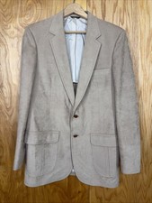 VTG 80s Foreman Clark Solid Light Brown Suede Two Button Sport Coat Sz 42XL