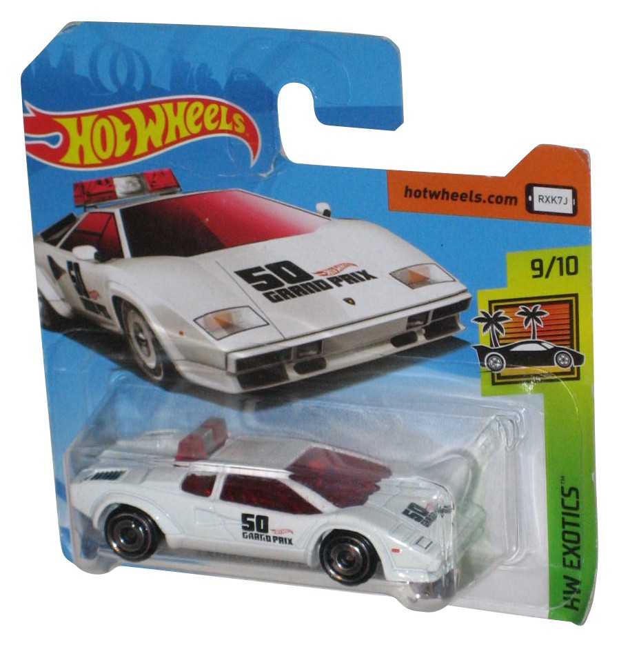 Hot Wheels HW Exotics (2017) White Lamborghini Countach Pace Car Toy 9/10 - (Sho