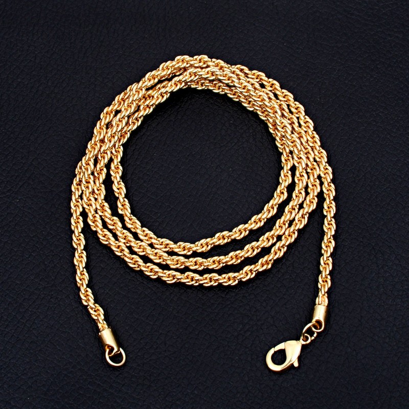 18 Carat Gold Plated Handmade Link 26" Chain Necklace Jewelry Unisex ANN 857