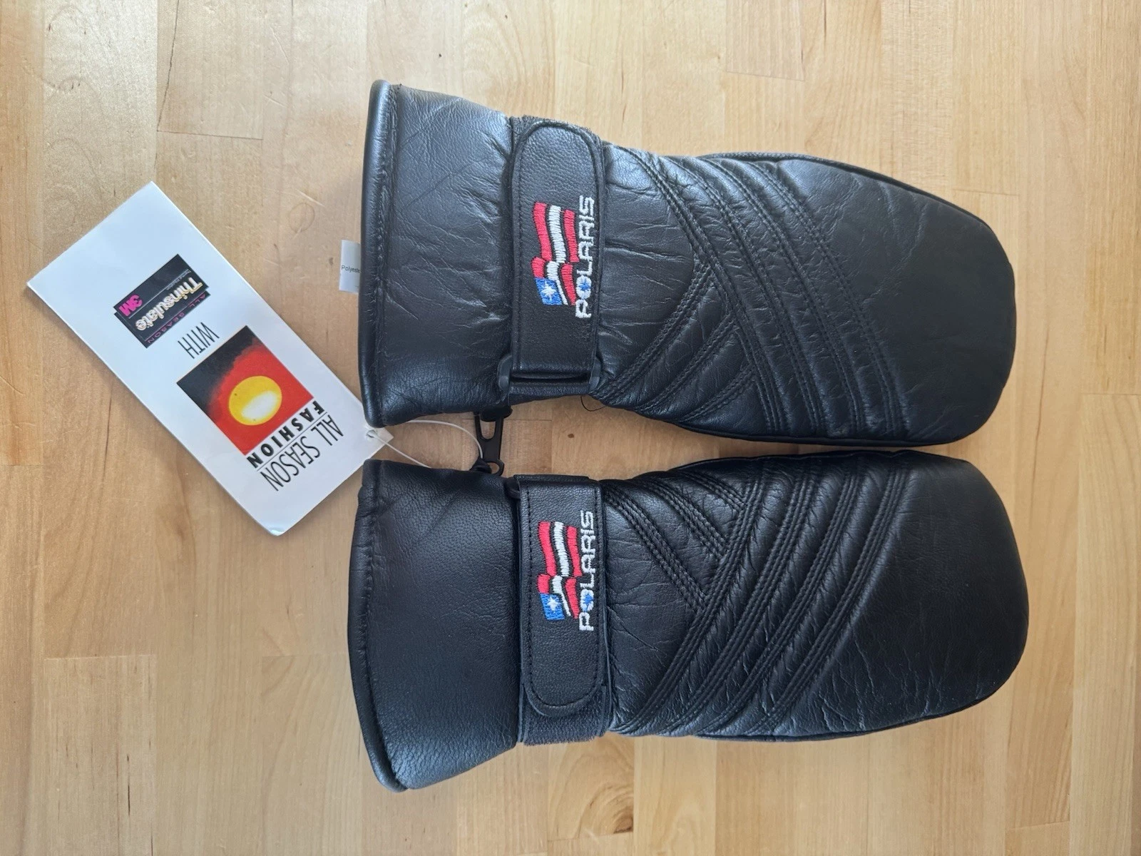 Polaris Leather Mittens Gloves Adult Mens Size L Black Thinsulate Winter