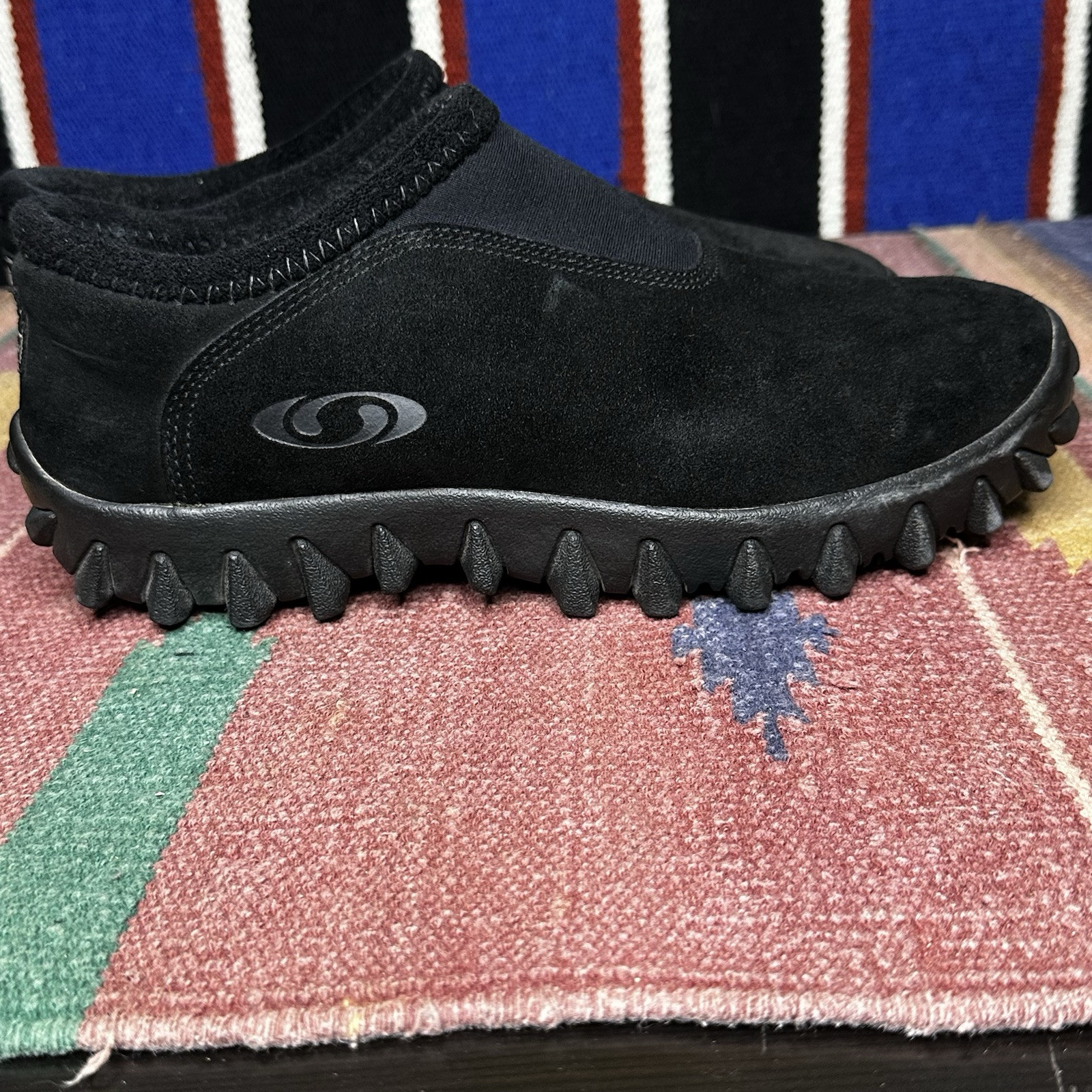 Scarpe invernali vintage SALOMON Contagrip CX 'Snow Clog' nere scamosciate slip on taglia 10 5