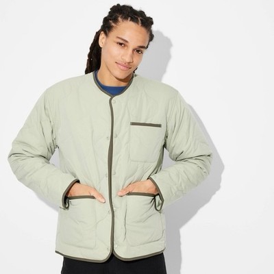Original Use Men s Quilted Jacket Olive Green Size L Lightweight Snap-Front NWT