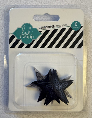 Heidi Swapp, 6-Piece Disco Stars Sequin Shapes, Blue & Silver Shimmer Embellish