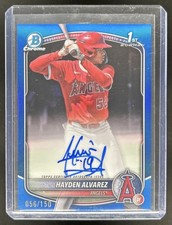 2025 Bowman Hayden Alvarez Chrome Auto Blue Refractor 1st Prospect #/150 Angels