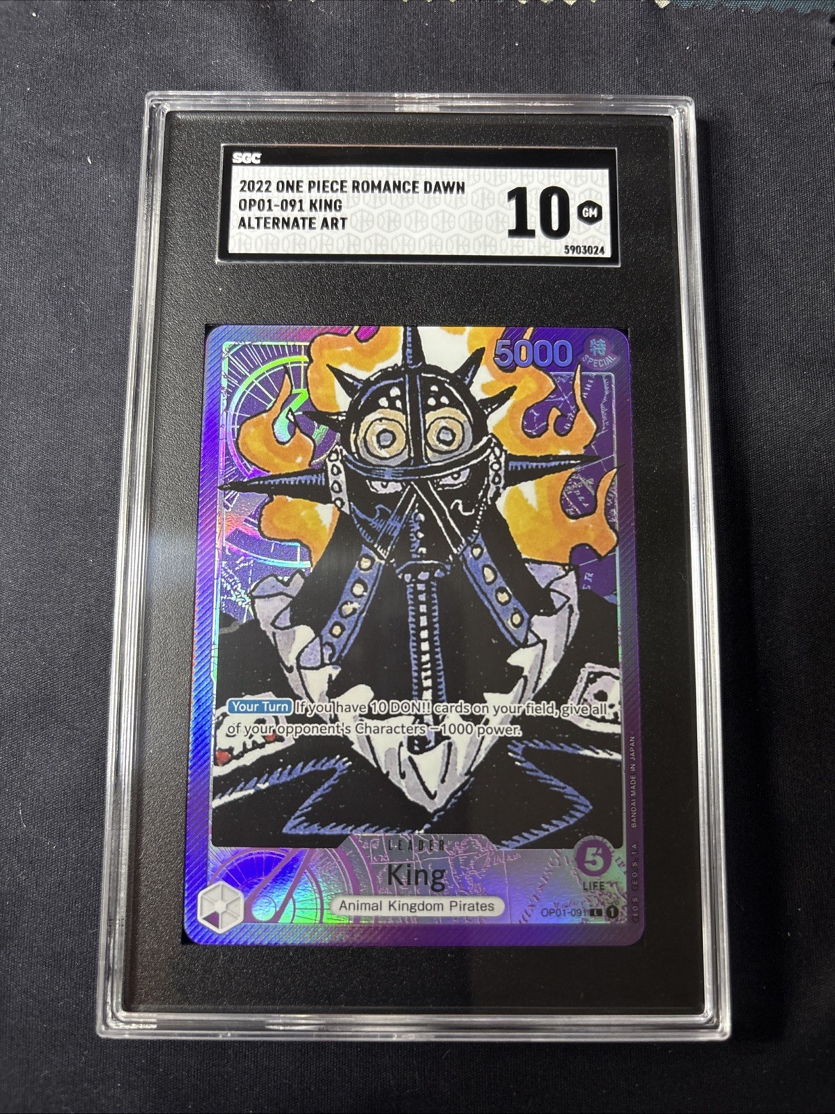 2022 One Piece Romance Dawn King Alt Art Leader OP01-091 English PSA 10 Gem Mint