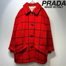 PRADA Checked Wool quilted check pattern design long coat