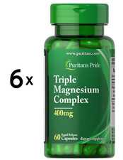6 x Puritans Pride Triple Magnesium Complex, 400 mg - 60 caps (222,08 EUR/kg)