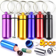 5 PCS outdoor Pill box Keychain Medicine Case Bottle Drug Holder container