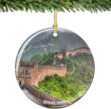 Great Wall of China Christmas Ornament, Porcelain 2.75" Double Sided Christmas O