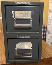 Vtg Lot Of 2 Steelmaster Drawer 4x6 Index Card Library File Cabinet Gray