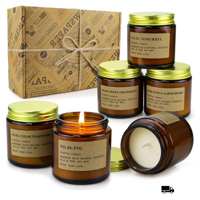Scented Candles Gardenia Lavender Jasmine Vanilla Soy Wax 6 Stück 21-25 Std
