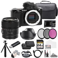 Sony ZV-E10 Black Body  Sony E 15mm f/1.4 G Lens 64GB  3 PC Filter- Kit