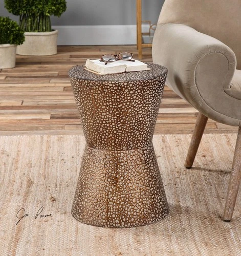 Cutler - 19.88 inch Drum Shaped Accent Table - 13.5 inches wide by 13.5 inches - Picture 4 of 6