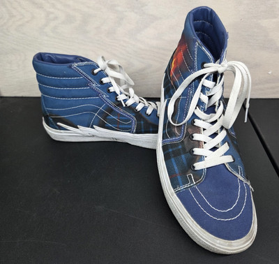 Vans Off The Wall SK8 Hi Top Lightning Bolt Shoes Men's Size 10.5 Blue Sneakers