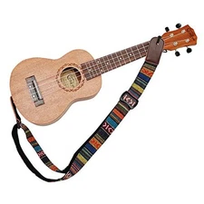 Classic Country style Soft Yarn-dyed fabric & Genuine Leather Ukulele Strap 