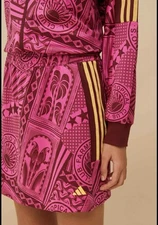 NWT Adidas X Farm Rio Farm Skirt 3 Stripe Tropical Club Fuchsia Pink Yellow XS