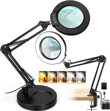 12X Magnifying Glass with Light and Stand 2 in 1 Desk Lamp Clamp 5 Color