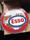Vintage Esso Gasoline Sign - Tiger Gas Service Station Auto Tank Porcelain Sign